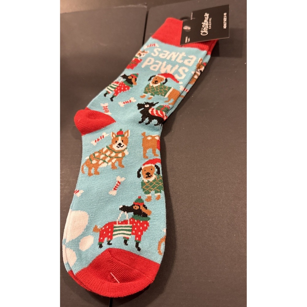 Holiday Christmas Crew‎ Socks Santa Paws Dog Dogs Dachshund Adult Size 5-10 NEW